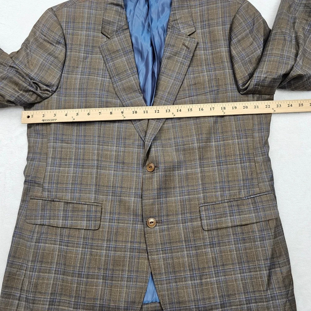 UNTUCKit Blazer Mens 44R Brown Plaid Wool Reda Italian Carrington Dark Academia